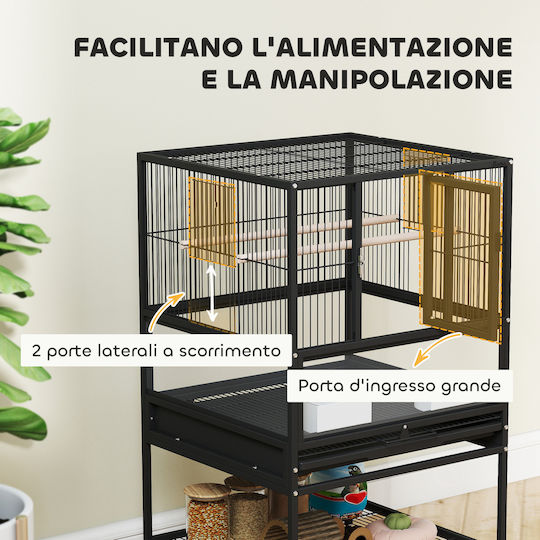 Pawhut Ξύλινο Κλουβί Πτηνών 48x46x83εκ. Μαύρο
