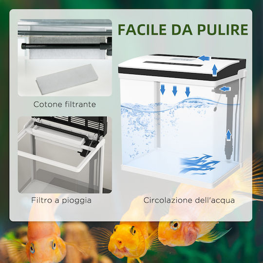 Pawhut Fish Aquarium Capacity 28lt with Lighting, Filter and 38x26x38cm Light Blue