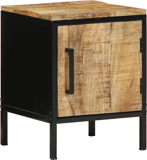 Wooden Bedside Table with Metal Legs Mango 30x30x40cm