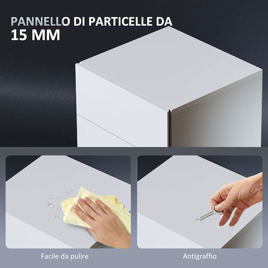 Bedside Table Wooden with Metal Legs White 40x35x60cm