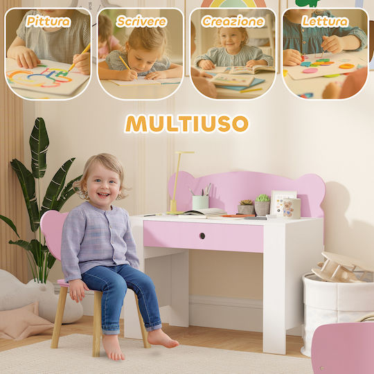 Детско бюро от меламин Розов 60x40x50см