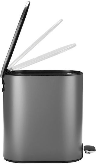 Estia 02-21931 Metallisch Set aus Toilettenbürste und Mülleimer für das Badezimmer Sanftes Schließen 5Es Gray