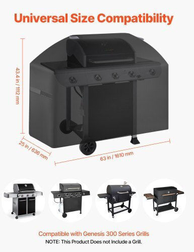 Vevor Husă Pentru Grătar Neagră Din Poliester 63x25.6x43.4cm