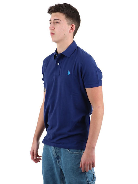 Polo Short Sleeve Blue Men'S Blouse