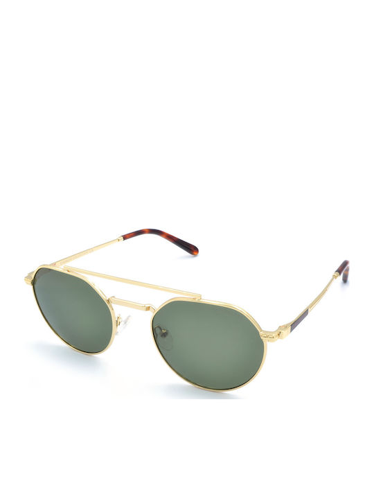 Funky Buddha Unisex Sunglasses with Gold Frame and Green Polarized Lens FBS2057/003
