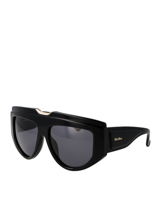 Max Mara Unisex Sunglasses with Black Plastic Frame and Black Lens
