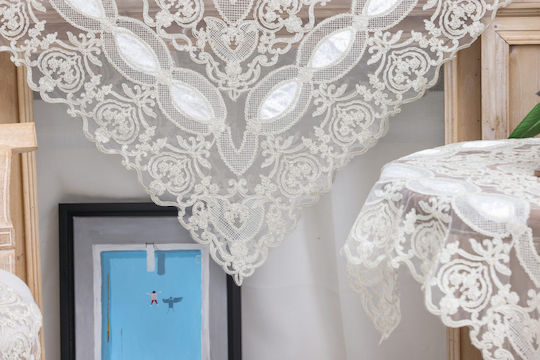 Liolios Home Τραπεζομάντηλο Λινό με Κέντημα Ivory 150x220εκ.