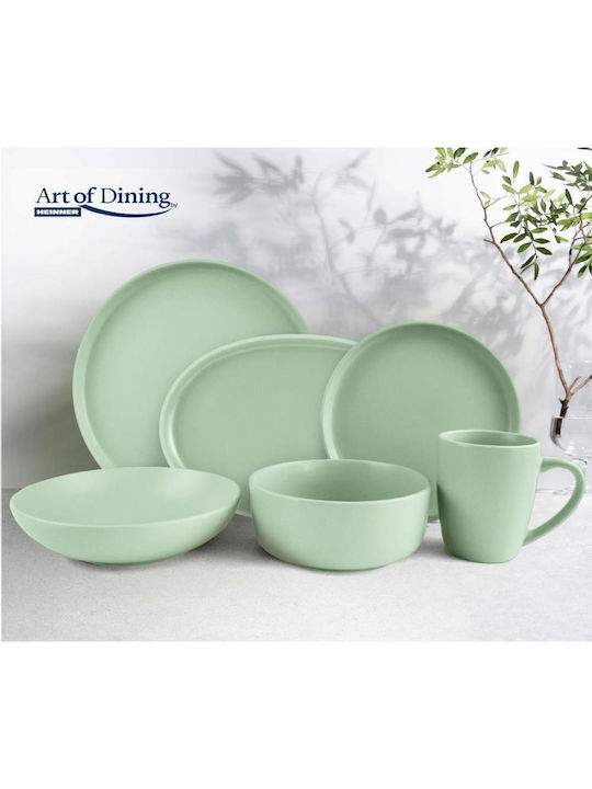 Heinner Yvonne Plate Desert Ceramic Green with Diameter 20cm 6pcs