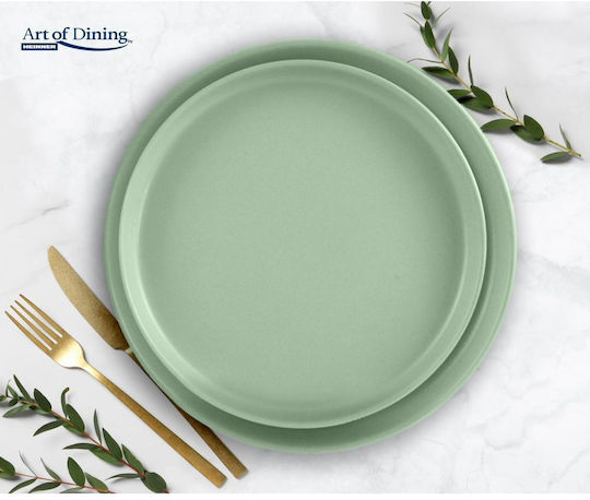 Heinner Yvonne Plate Desert Ceramic Green with Diameter 20cm 6pcs