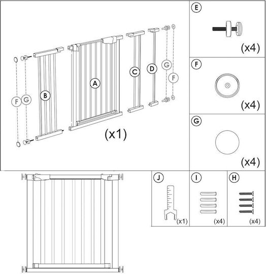 Ușă de siguranță din Metal în Culoare Gri 110x73.5cm 1buc