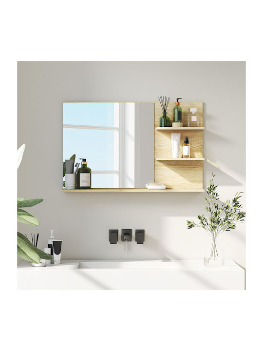 Kleankin Oglindă de Baie din MDF cu Raft 75x48cm