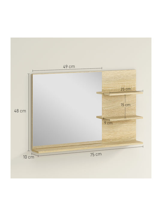Kleankin Oglindă de Baie din MDF cu Raft 75x48cm