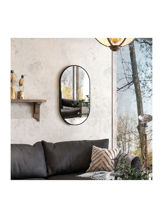 HomCom Οβάλ Καθρέπτης Μπάνιου από Μέταλλο 60x90cm Μαύρος