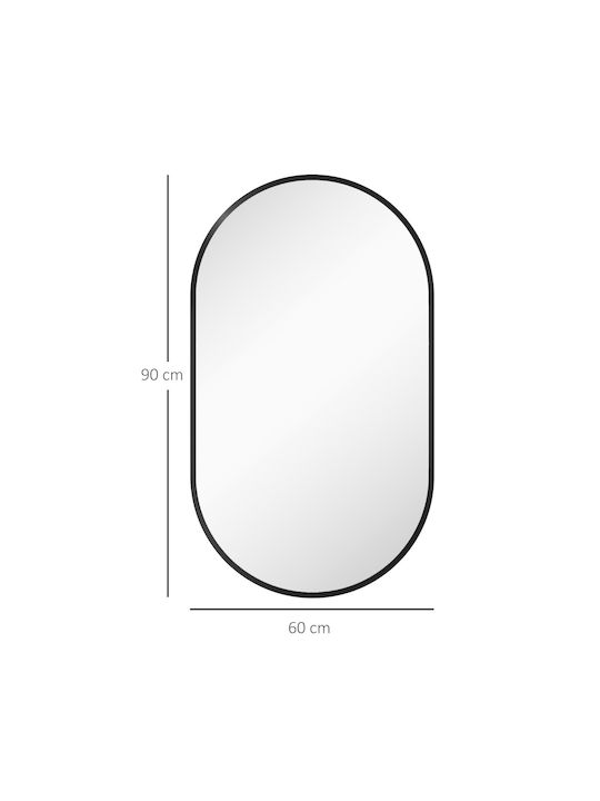 HomCom Οβάλ Καθρέπτης Μπάνιου από Μέταλλο 60x90cm Μαύρος