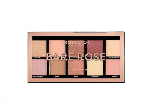 Profusion Cosmetics Profusion 10 Shade Eye Shadow Palette in Solid Form Bare Rose