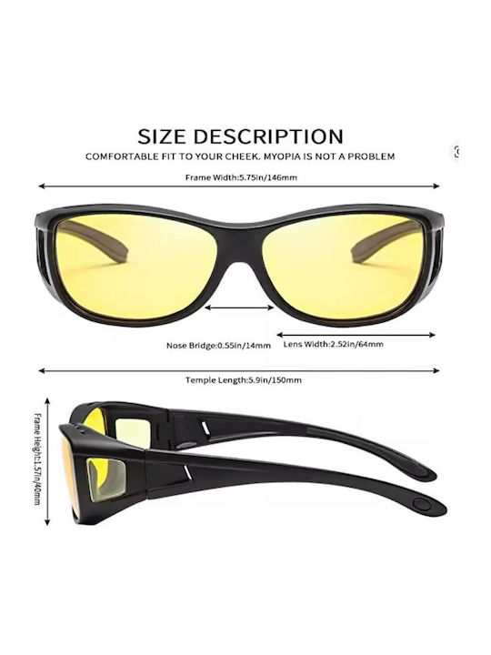 Verk Group Night Driving Glasses & Unisex Sunglasses with Black Frame and Black Polarized Lens