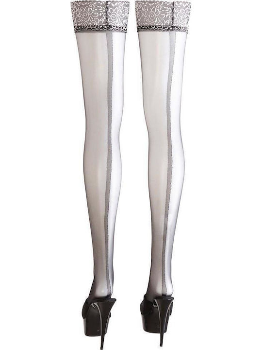 Cottelli Collection Stockings & Hosiery Hold Up Stockings with Seam Sexy Κάλτσες Μαύρες
