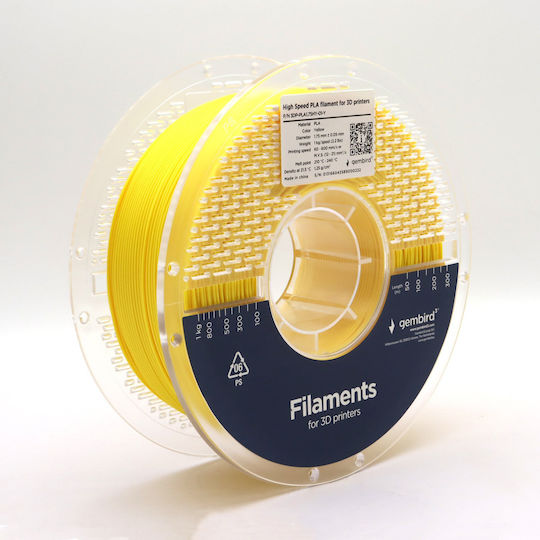 Gembird PLA 3D Printer Filament 1.75mm Yellow 1kg 1pcs (Spool)