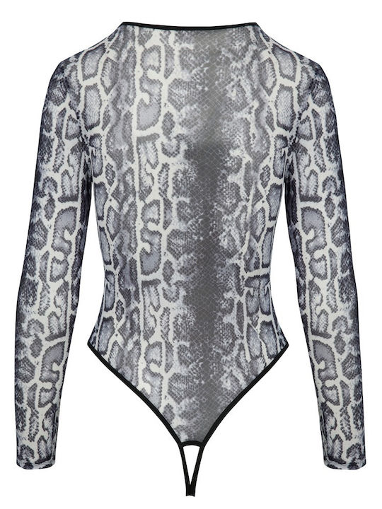 Cottelli Collection Sexy Bodysuit with Transparency Silver