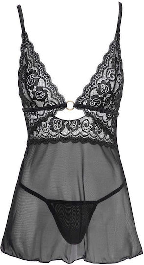 Cottelli Collection Set Sexy Babydoll Babydoll-Ring Schwarz