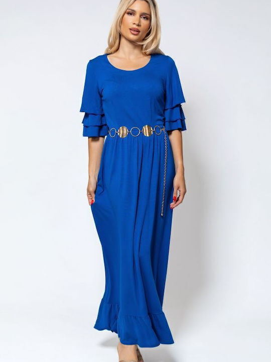 Summer Maxi Dress with Ruffles Blue Roua
