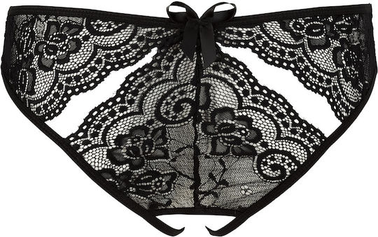 Mandy Mystery Lace Crotchless Briefs Frauen Sexy Slip offenem Schritt Black