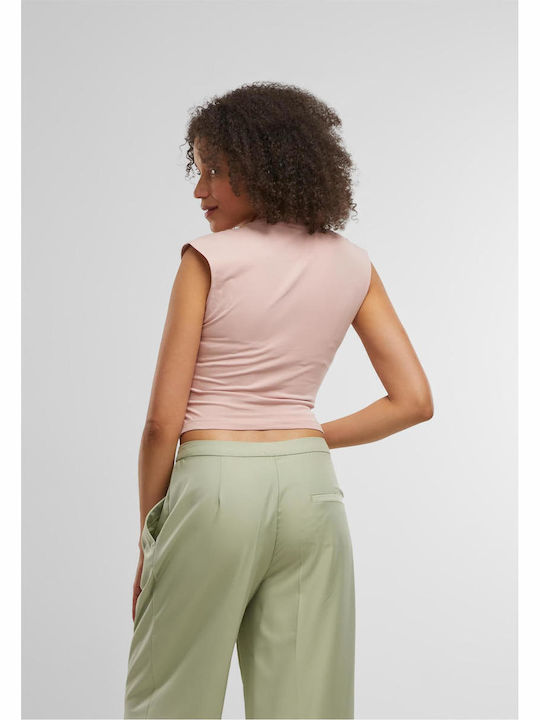 Women's Cotton Sleeveless Crop Top Powder Rose