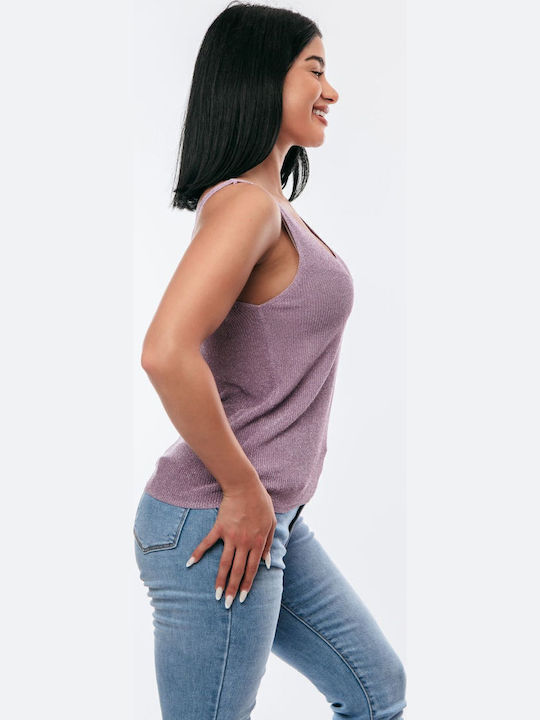 Damen Bluse Ärmellos Pink