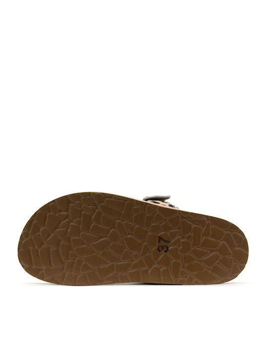 Leder Flache Sandalen Für Damen Braun