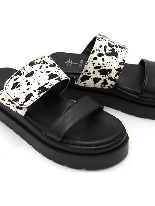Δερμάτινα Γυναικεία Σανδάλια Flatforms Λευκά
