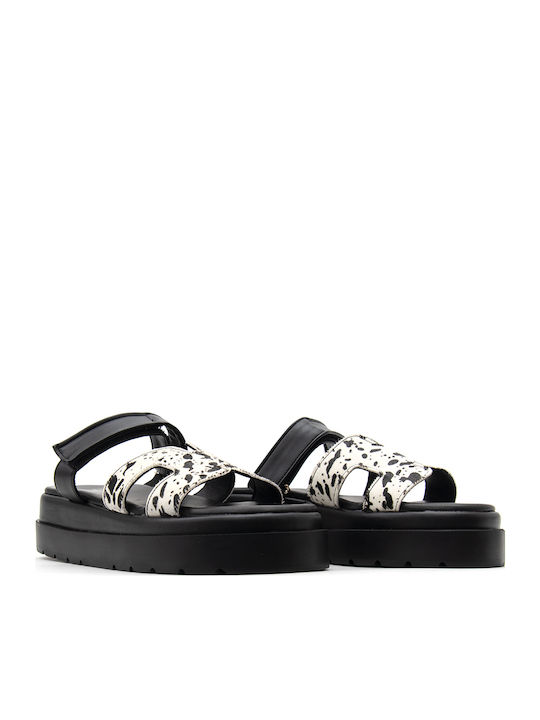 Δερμάτινα Γυναικεία Σανδάλια Flatforms Λευκά