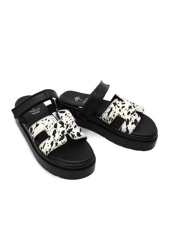 Δερμάτινα Γυναικεία Σανδάλια Flatforms Λευκά
