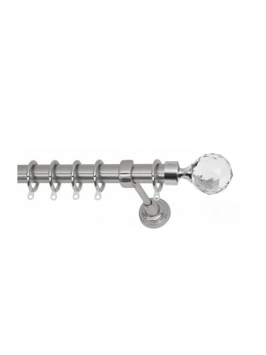 Metallic Curtain Pole Lumi Nickel Satin Double with Rod Φ25mm 160cm Silver