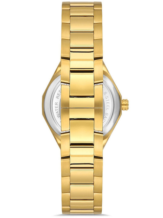 Damenuhr 30mm Batterie mit Gold Rostfreier Stahl Armband