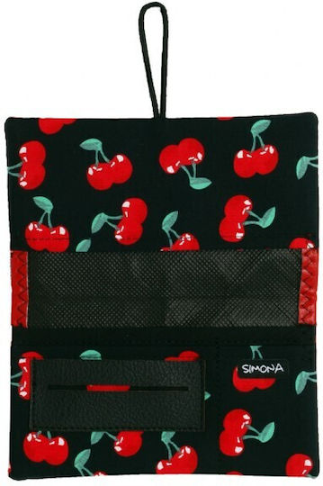 Simona Lederne Tabaktasche in Rot mit Schnur
