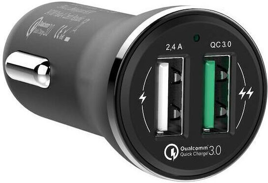 GoGEN Încărcător Auto Cu Mufă De Brichetă 18W 2.4A Încărcare Rapidă Cu Porturi 2xUSB-A Culoare Neagră