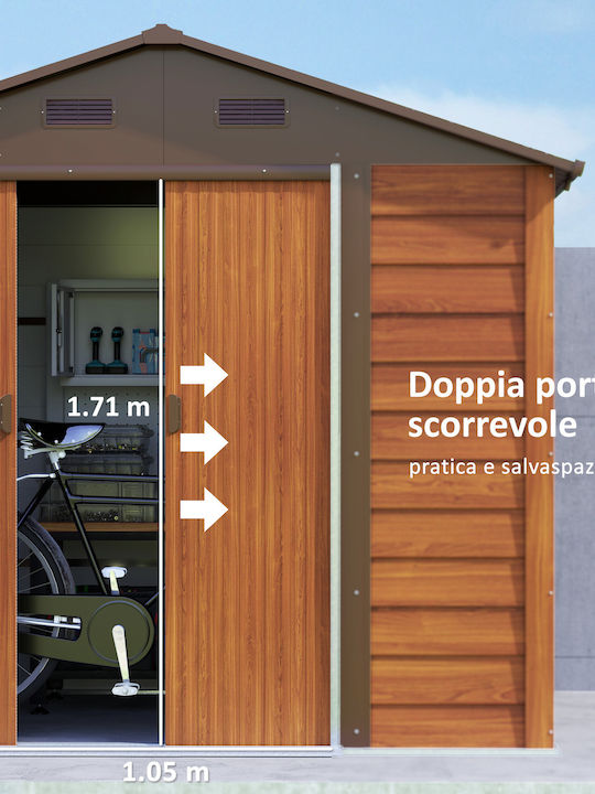 Depozit Metalic De Grădină Galvanizat Rezistent La Vânt L2.36xLățime1.96xÎnălțime2.08m