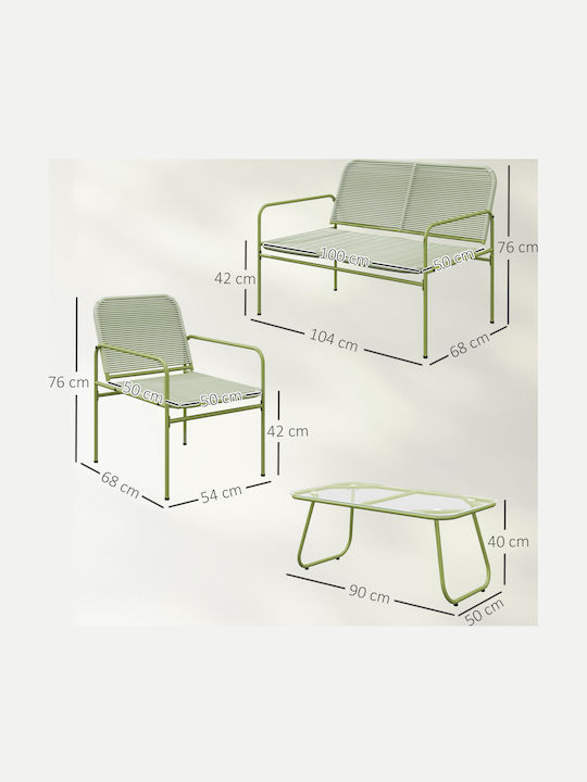Outsunny Garten- und Outdoor-Möbelsets Wohnzimmer Typsatz 4 Stück Grün