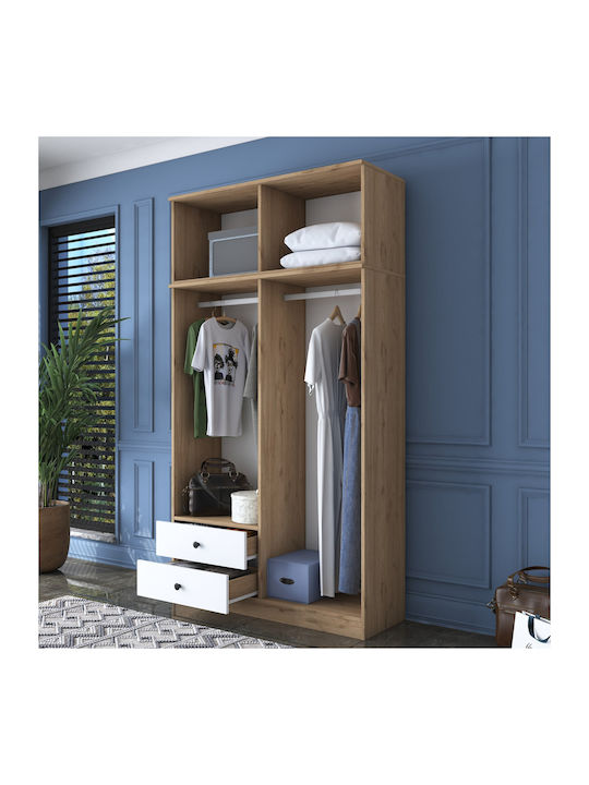 Τετράφυλλη Ντουλάπα με Πατάρι Walnut White 120x42.5x216.8cm