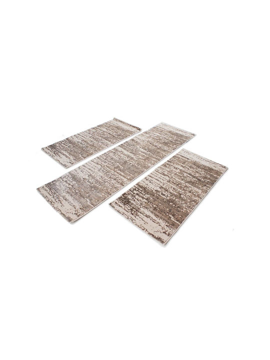 Madi Σετ Μοντέρνα Χαλιά Κρεβατοκάμαρας Brown MD690232 3τμχ
