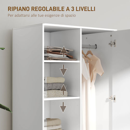 Doppeltür Kleiderschrank Weiß 80x50x124cm