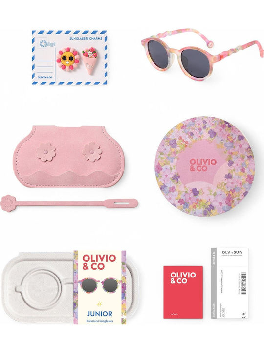 Olivio & Co Round Kids Sunglasses with Polarized Lens Flowers Pink for 3-5 Years