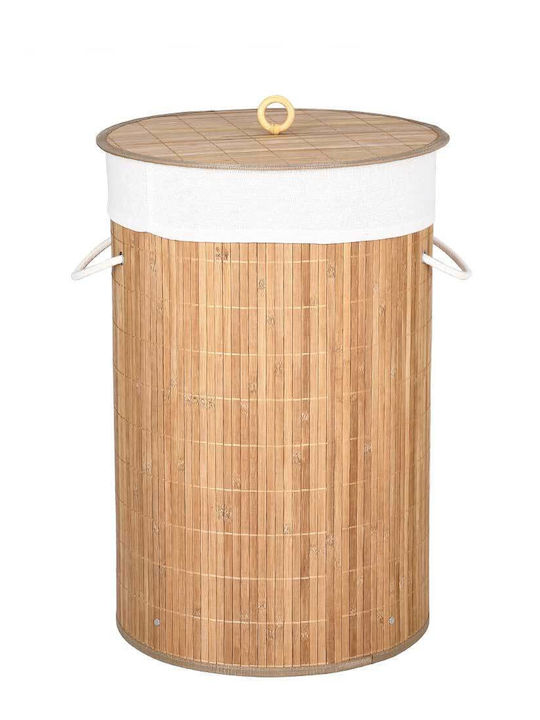 Bakaji Laundry Basket Bamboo Collapsible 70L with Cap