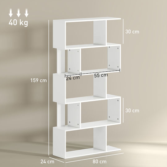 Bibliotecă Albă 80x24x159 cm