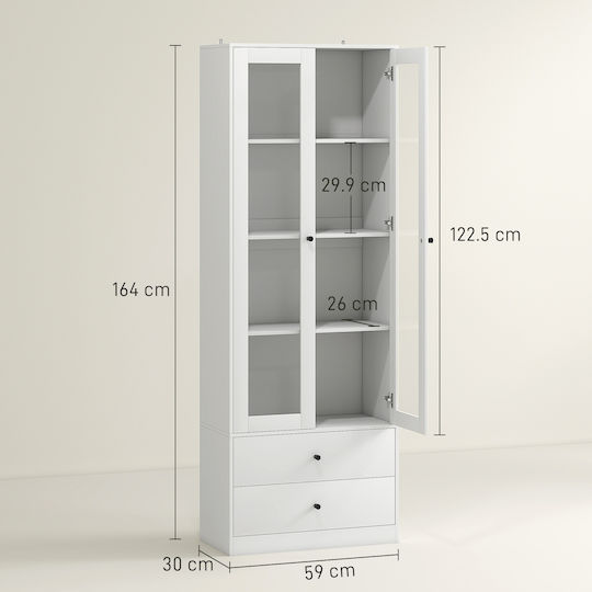 Comodă de Bucătărie de Podea Alb 59x30x164buc