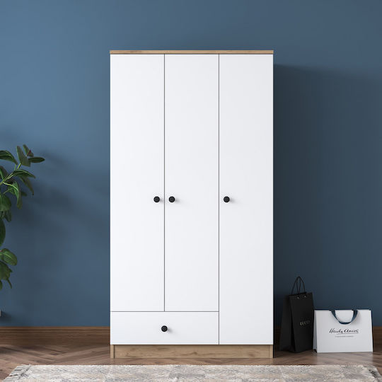 Triple Door 90x42.5x170cm Walnut White
