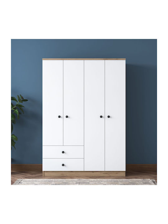 Vier Türen Kleiderschrank Walnut White 120x42.5x170cm