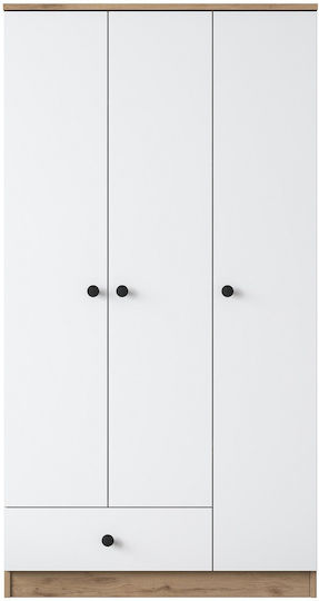 Ușă triplă Dulap de Haine Walnut White 90x42.5x170cm