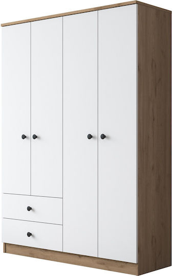 Четири врати Гардероб Walnut White 120x42.5x170см