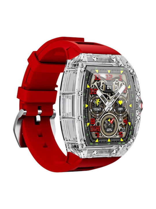 DAS.4 Digital Men's Watch Battery with Red Rubber Strap